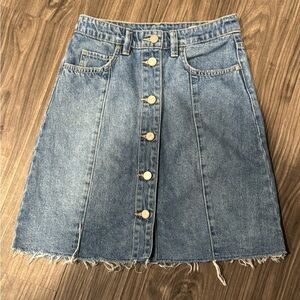 AllSaints Blue Denim Mini Skirt Women’s 0 | A-Line Button Front Y2K Style